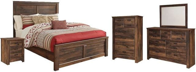 Signature Design by Ashley® Quinden 5-Piece Dark Brown Queen Panel Bed Set-0