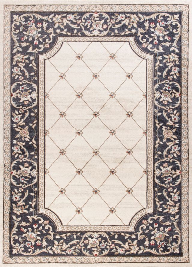 KAS Rugs Avalon Ivory/Grey Courtyard 5'x8' Rug-0