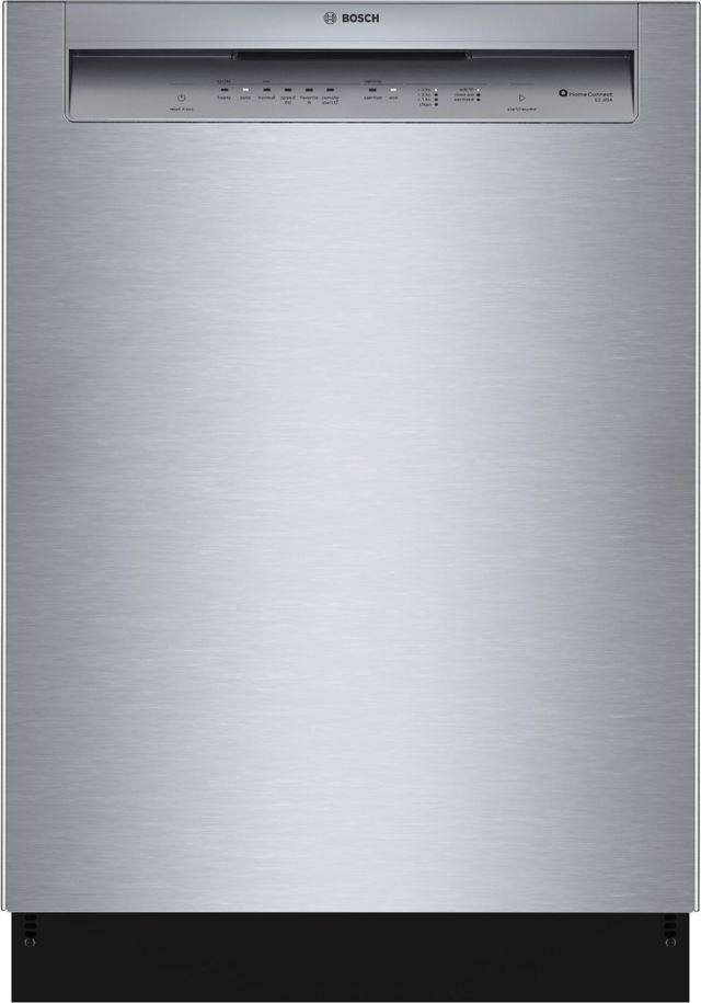 Bosch® 100 Series 24'' Brushed Steel Anti-Fingerprint Front Control Built-In Dishwasher-0
