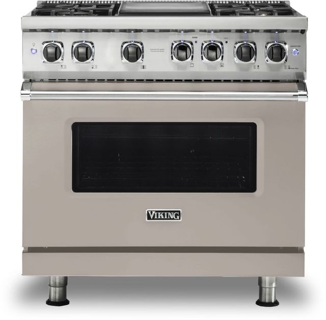 Viking® 5 Series 36" Pacific Grey Pro Style Dual Fuel Liquid Propane Range with 12" Griddle-0