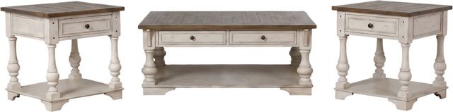 Liberty Furniture Morgan Creek 3-Piece Antique White/Wirebrushed Tobacco Occasional Table Set-0