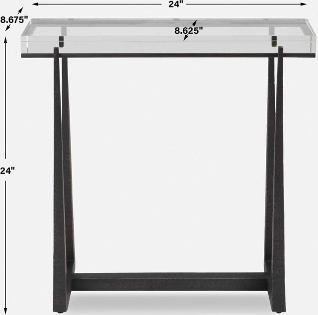 Uttermost® Midas Glass Top End Table with Bronze Metal Base-2