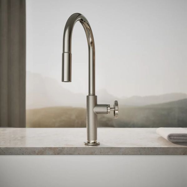 KOHLER® Billet® Vibrant Polished Nickel Touchless Kitchen Sink Faucet with 2-Function Sprayhead and Single Round-Handle-3