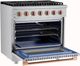 Hauslane HausPro 36" Stainless Steel Pro-Style Dual Fuel Range with Rose Gold Knobs-4