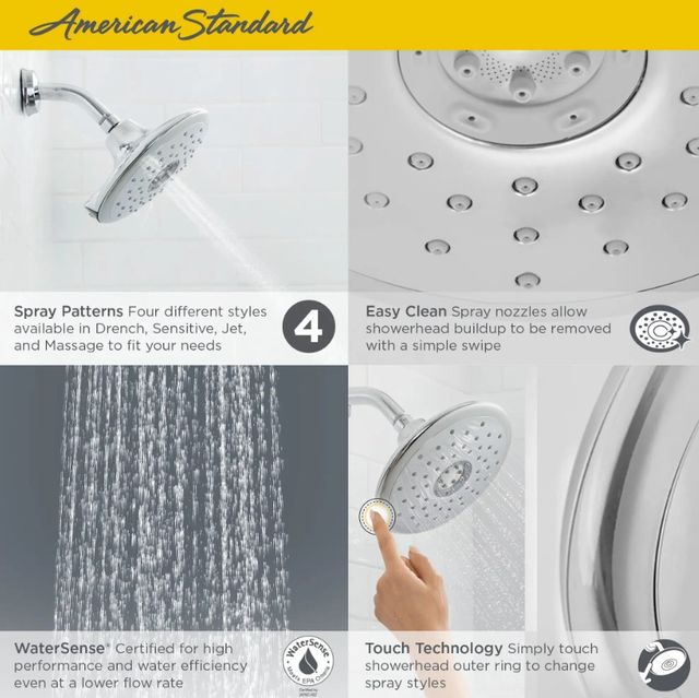 American Standard Spectra Polished Nickel 4-Function Touch Water-Saving Showerhead-3