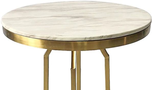 Harp & Finial® Fillmore White Marble Bar Table with Brushed Gold Base-1