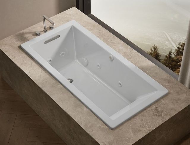 KOHLER® Underscore® Ice Gray 66" x 32" Drop-In Heated BubbleMassage™ Air Bath with Whirlpool-3