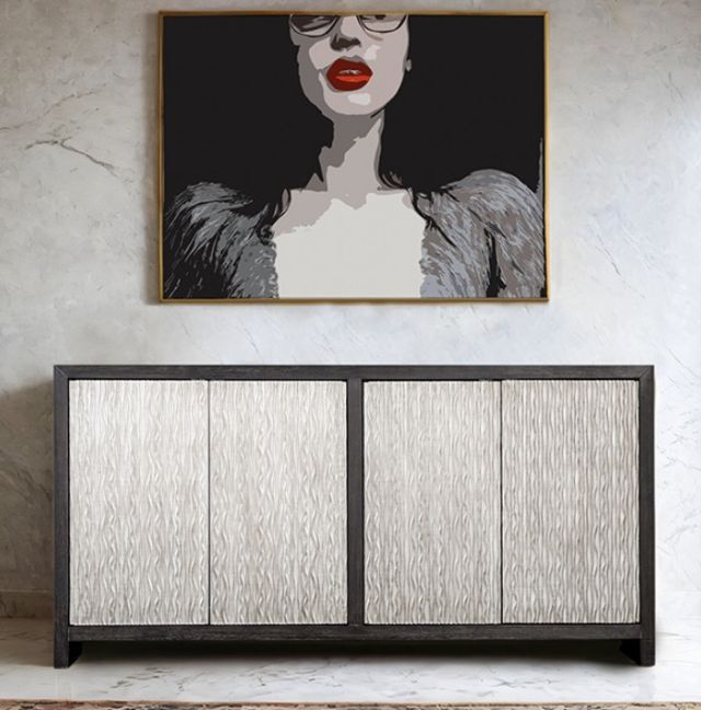 Furniture of America® Forger Silver/Weathered Black 4-Door Cabinet-1
