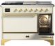 Ilve® Majestic III 48" Antique White Pro Style Dual Fuel Liquid Propane Range with 5 Black Brass Burners and Brass Trim-3