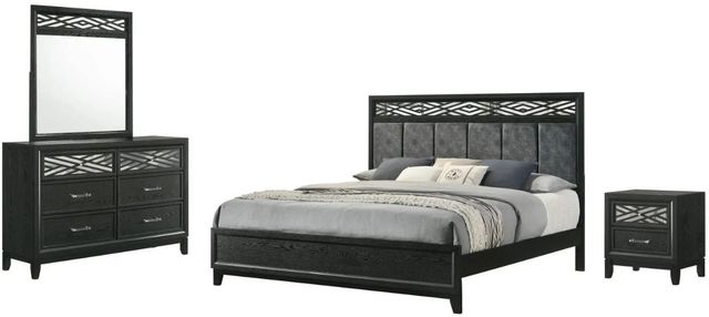 New Classic® Home Furnishings Obsidian 4-Piece Black Queen Panel Bedroom Set-0