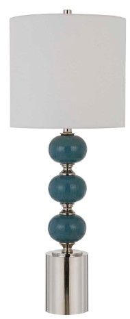 Cal® Lighting & Accessories Malaga 2-Piece Chrome/Slate Blue Table Lamp Set-1