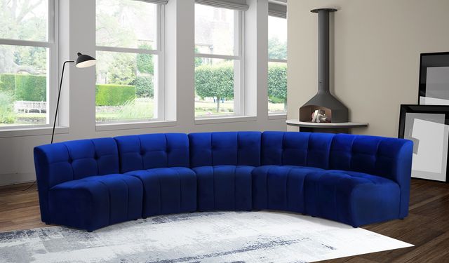 Meridian Furniture Limitless 5-Piece Navy Velvet Modular Sectional-1