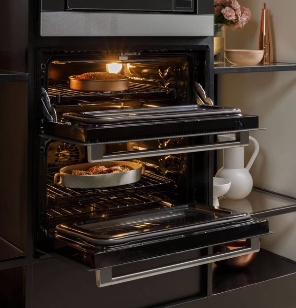 Café Minimal Series 30" Platinum Glass Double Electric Wall Oven