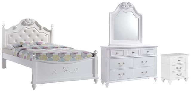 Elements International Alana 4-Piece White Youth Full Platform Bedroom Set-0