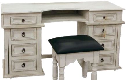 Million Dollar Rustic Frosted White Vanity with Jewelry Box-0