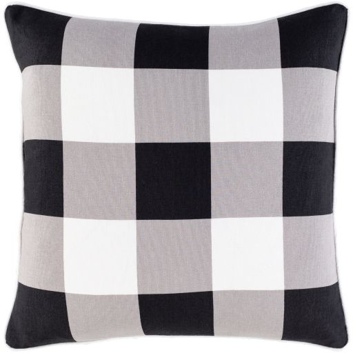 Surya Buffalo Plaid Black 20"x20" Toss Pillow with Down Insert-0