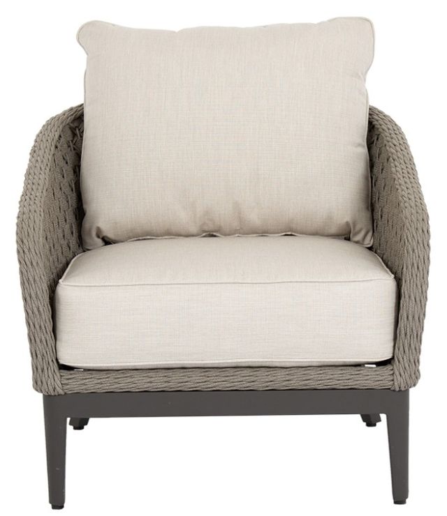 Sunset West Marbella Stone Gray Aluminum/Olefin Rope Outdoor Club Chair with Echo Ash Cushion-1
