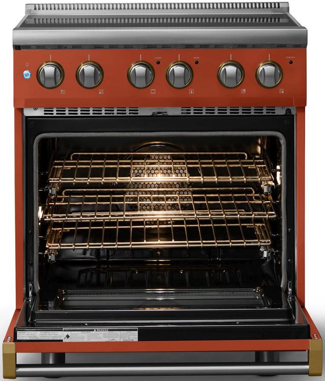 Viking® 5 Series 30" Spiced Cider Pro Style Electric Range with Brushed Brass Trim-1