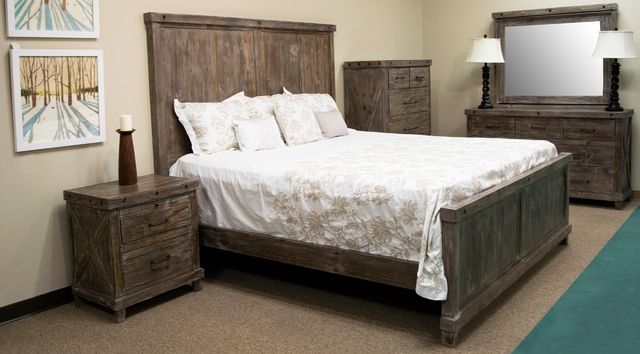 American Wholesale Furniture Industrial Barnwood Granite Queen Panel Bed-1