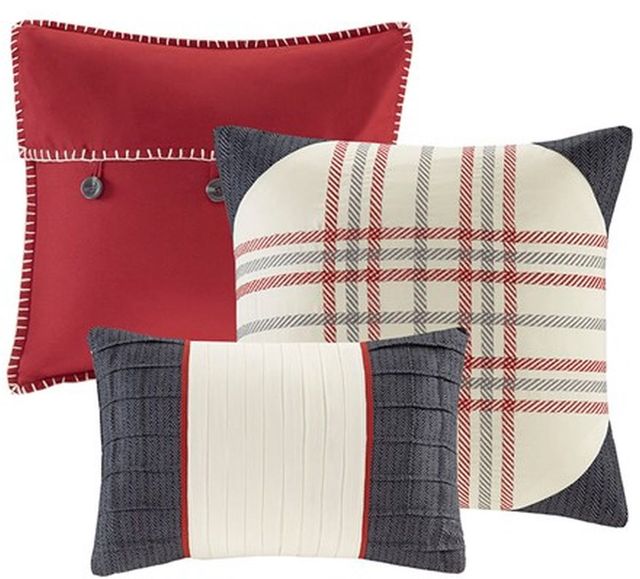 Olliix by Madison Park Red Queen Ridge 7 Piece Herringbone Comforter Set-1