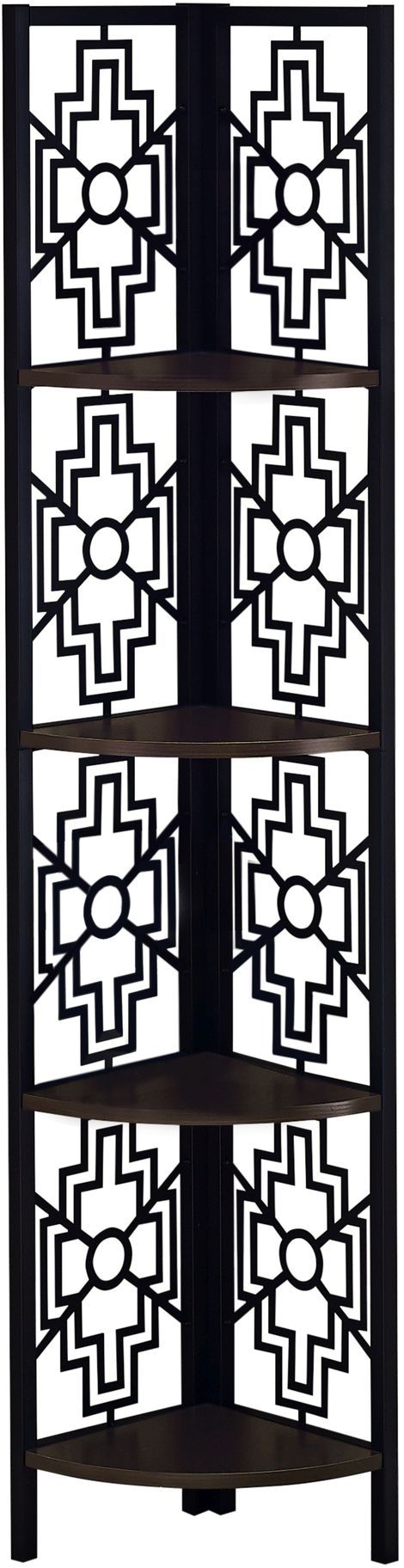Monarch Specialties Inc. Espresso 62" Black Metal Corner Etagere Bookcase-1