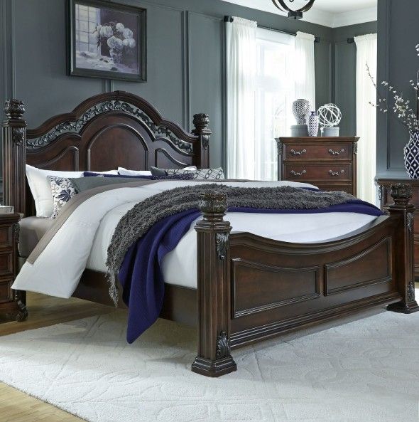 Liberty Furniture Messina Estates Cognac Queen Poster Bed-1