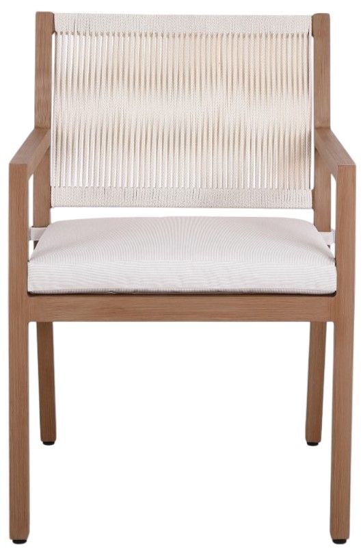 Meridian Furniture Maui Brown/Cream Aluminum Outdoor Dining Arm Chair-1