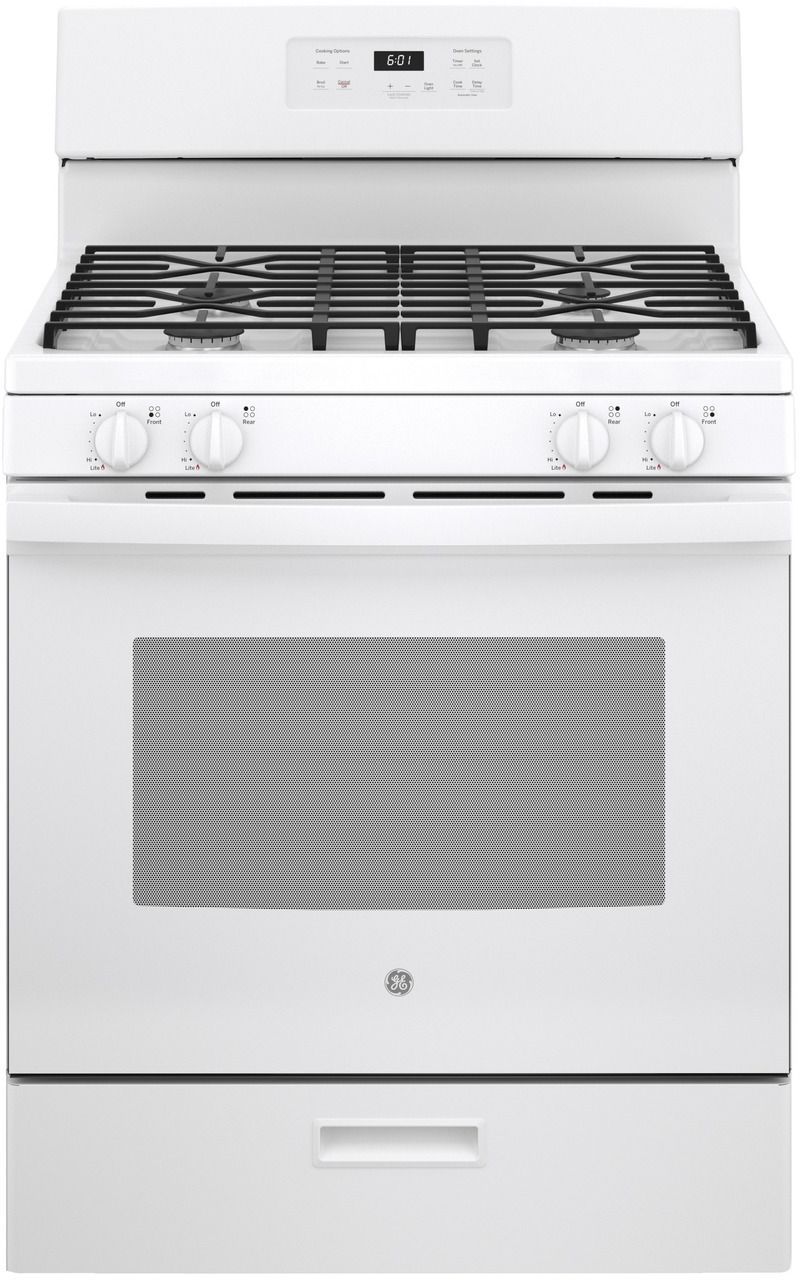 GE® 30" White Freestanding Gas Range