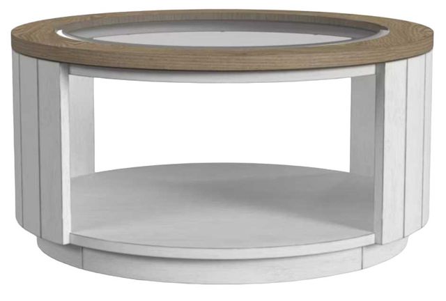 Flexsteel® Melody Gray/White Round Coffee Table with Casters-1