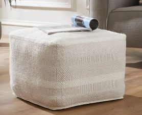 Renwil® Renaud Ivory/Light Grey Pouf-4