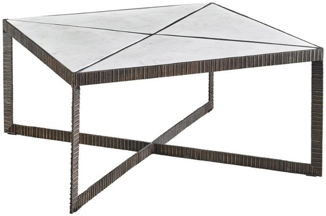 Universal Explore Home™ Abstraction White Cocktail Table with Aged Bronze Base-0