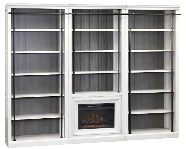 Martin Furniture Toulouse 3-Piece Rustic White Fireplace Bookcase-0
