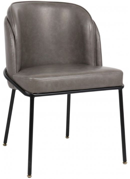 Meridian Furniture Jagger Gray/Matte Black Vegan Leather Dining Side Chair-0