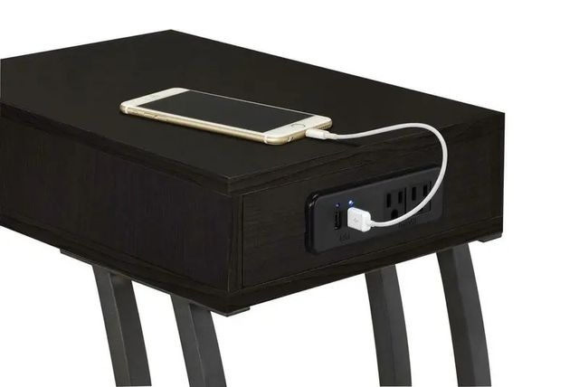Coaster® Troy Cappuccino Accent Chairside Table with Black Metal Base-1