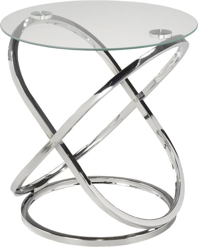 Brassex Inc. Glass Top Accent Table with Silver Base