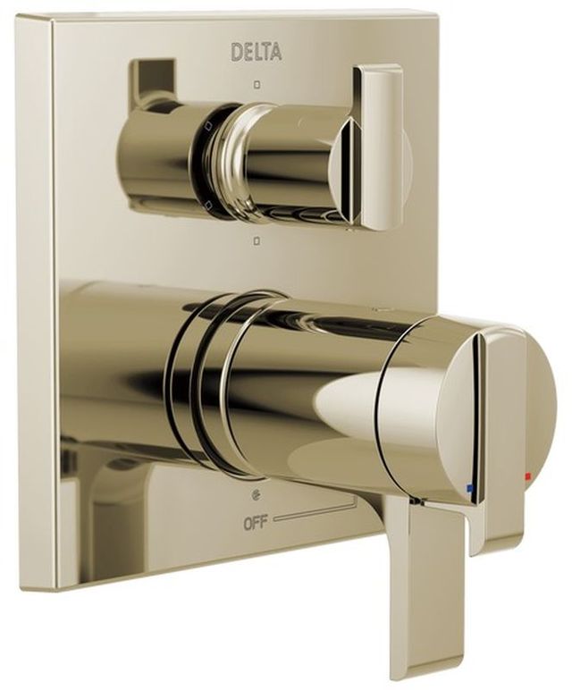 Delta Ara® Angular Modern TempAssure® 17T Series Polished Nickel Valve Trim with 6-Setting Integrated Diverter-0