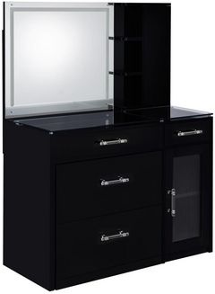 Coaster® Flora 2-Piece Black High Gloss Vanity Set with LED Mirror