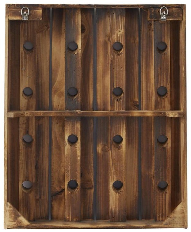 Deco Marche Brown 16-Bottle Wall Wine Rack-1
