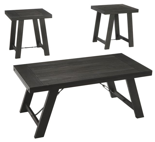 Signature Design by Ashley® Noorbrook 3-Piece Black/Pewter Occasional Table Set