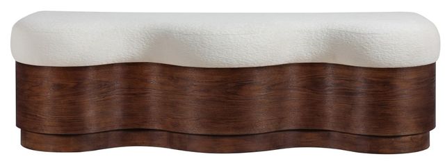 Meridian Furniture Savoy Cream/Walnut Upholstered Bench-1