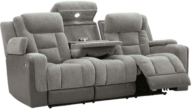 Signature Design by Ashley® Ultimax Shadow Power Reclining Sofa with Adjustable Headrest-1