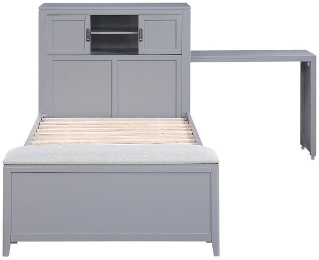 Homelegance® Sloane Gray Twin Youth Bookcase Platform Bed with Hidden Desk, Stool and Storage Bench-2