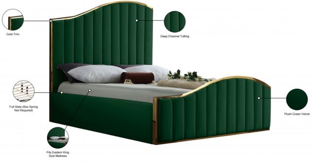 Meridian Furniture Jolie Green Queen Upholstered Panel Bed-3