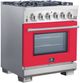 FORNO® Capriasca 30" Stainless Steel Pro Style Gas Range with Red Door-1