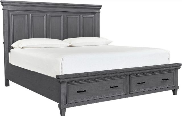 aspenhome® Caraway Aged Slate King Estate Panel Storage Bed-0