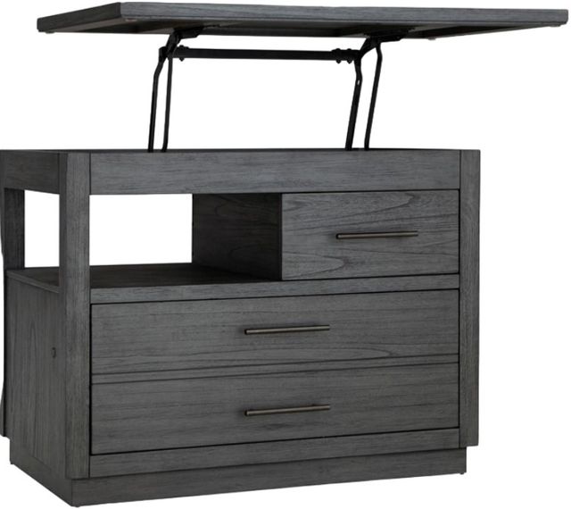 aspenhome® Preston Urbane Gray Workstation Combo File with Lift Top-1