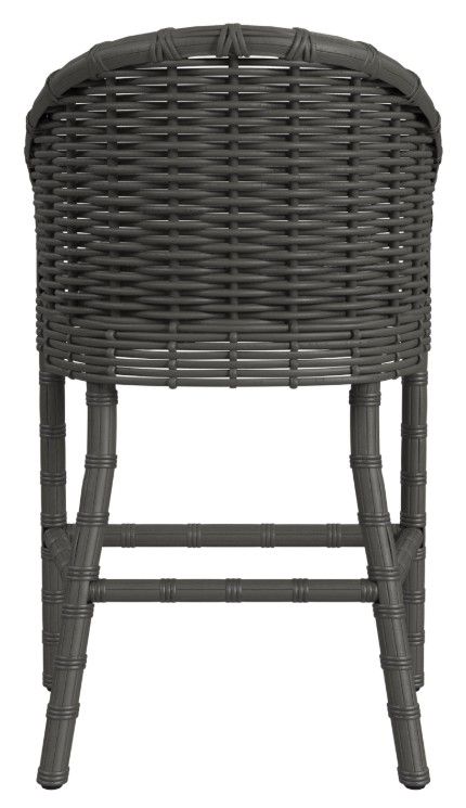 Sunset West Cabo Kahlua Resin Wicker Outdoor Counter Stool with Soothe Pearl Cushion-3