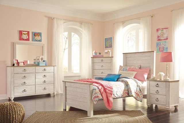 Signature Design by Ashley® Willowton Whitewash Twin Panel Headboard-3