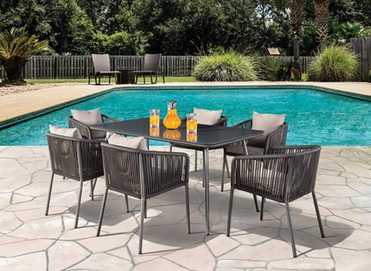 Furniture of America Tushari Outdoor Dining Table Set - Thumbnail 2