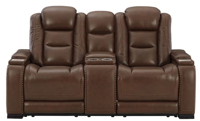 Signature Design by Ashley® The Man-Den Mahogany Power Reclining Loveseat-1